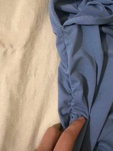 Women's Blue Ruched Sleeveless Top