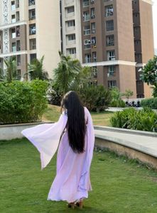 lavender Anarkali with chiffon Dupatta