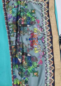 Beautiful Teal Saree with Gold Border