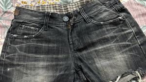 black wash denim mini shorts