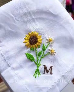 Hand Embroidered Sunflower Hanky