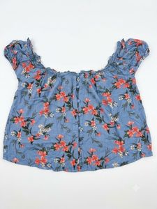 Floral Off-Shoulder Button-Up Top