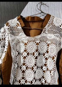 Elegant White Crochet Kurta
