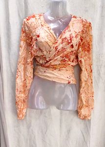 Flowy Wrap Top with Tie Waist