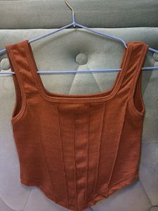 Brown Corset detailed Crop top🤎