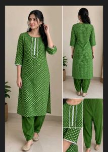Green Bandhani Print Kurta set