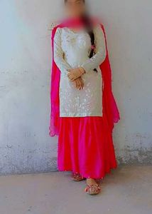 White Kurta with Gold Floral Print