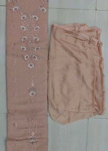 Soft Peach Cotton Semi-Stitched Suit