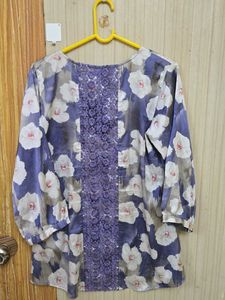 Satin Floral Print Tunic Top