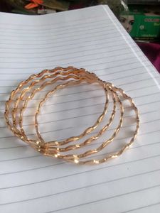 New Set of 5 Wave Design Gold Bangles impon