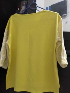 23.Yellow Top with Lace Sleeves