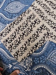Cream &amp; Black Block Print Kurta