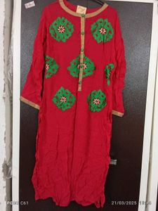 Red Embroidered Tunic Top( Free)