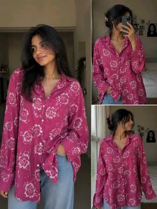 Vibrant Pink Floral Button-Up Shirt