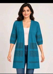 Navy Blue Open Front Cardigan