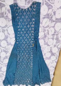 blue gown with stones emblisment