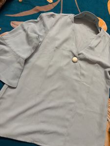 Stylish Blue Butterfly Sleeve Top