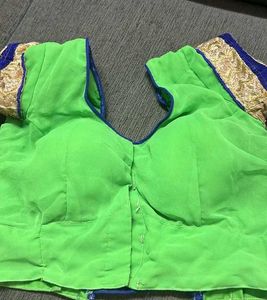 Beautiful Green Padded Blouse FRONT Open