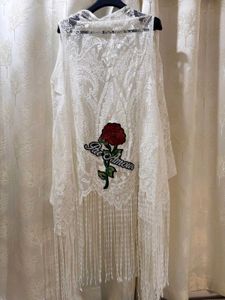 White Long Net Shrug