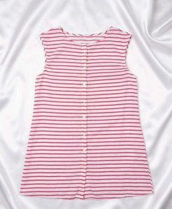 Striped Sleeveless Top with Pocket Detail