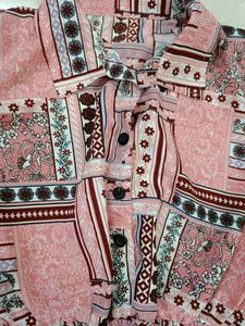 Print Button-Up Blouse
