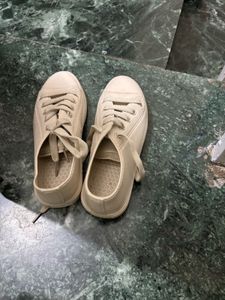 Classic Beige Lace-Up Sneakers
