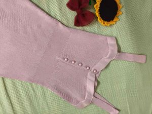 Ribbed Knit Midi Dress with Pearl Details