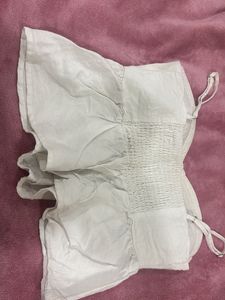 White Textured Bustier Top
