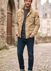 Men's Beige Utility Jacket