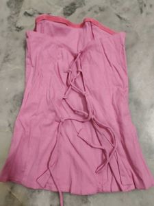 Pink Corset top with Tie-Up Detail