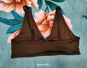 Shein Strappy Sleeves Front Twisted Crop Blousetop