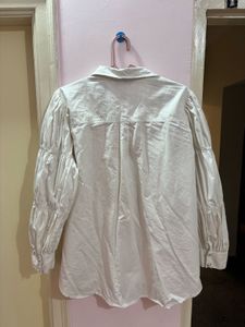 Elegant Cream Puff Sleeve Shirt