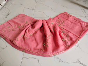 Elegant Pink Embroidered Saree