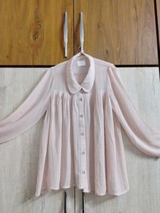 Pale Pink Button-Up Blouse