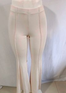 Shein Premium Cream Ribbed Free size Women Pant