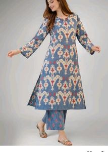 Blue Ikat Print Kurta Set