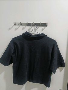 *New* Black Cropped Button-Up Top