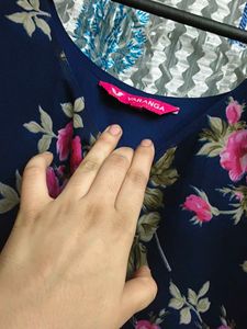 Varanga Navy Floral Print Kurta
