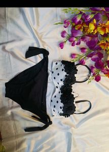 Polka Dot Bikini with Flower Detail
