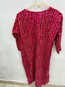 Bandhani Print Rose Colored Kurti