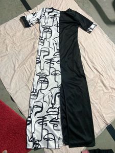 Abstract Face Print Maxi Dress