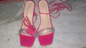 Pink Rhinestone Tie-Up Heels