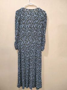 Mango Blue, Black and yellow sheath midi dress
