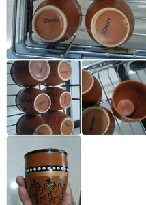 Set of 6 Brown Ceramic Cups