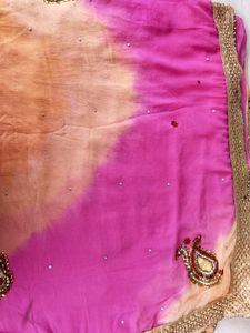 Beautiful Tie-Dye Saree with Embellishments