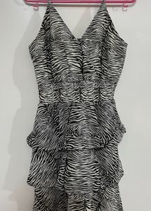 Women's Zebra Print Tiered Mini Dress