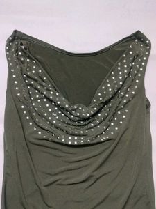 Embellished Cowl Neck Top