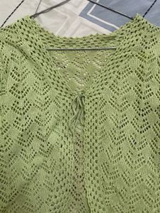 Lightweight lime Green Crochet top