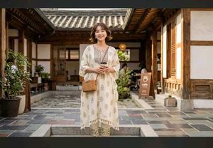 Elegant Beige Kurta Set with Tassels