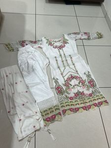 Elegant White Embroidered Kurta Set